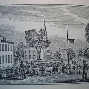 Brighton Massachusetts Boston Historical Engravings 1840 reprinted 1964 - New England Cities - framable gift town history