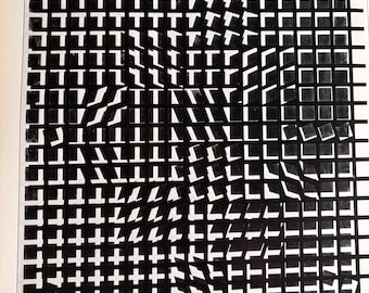Victor Vasarely, Sorata / Litografía vintage publicada / Arte óptico / Arte mural del siglo XX enmarcable
