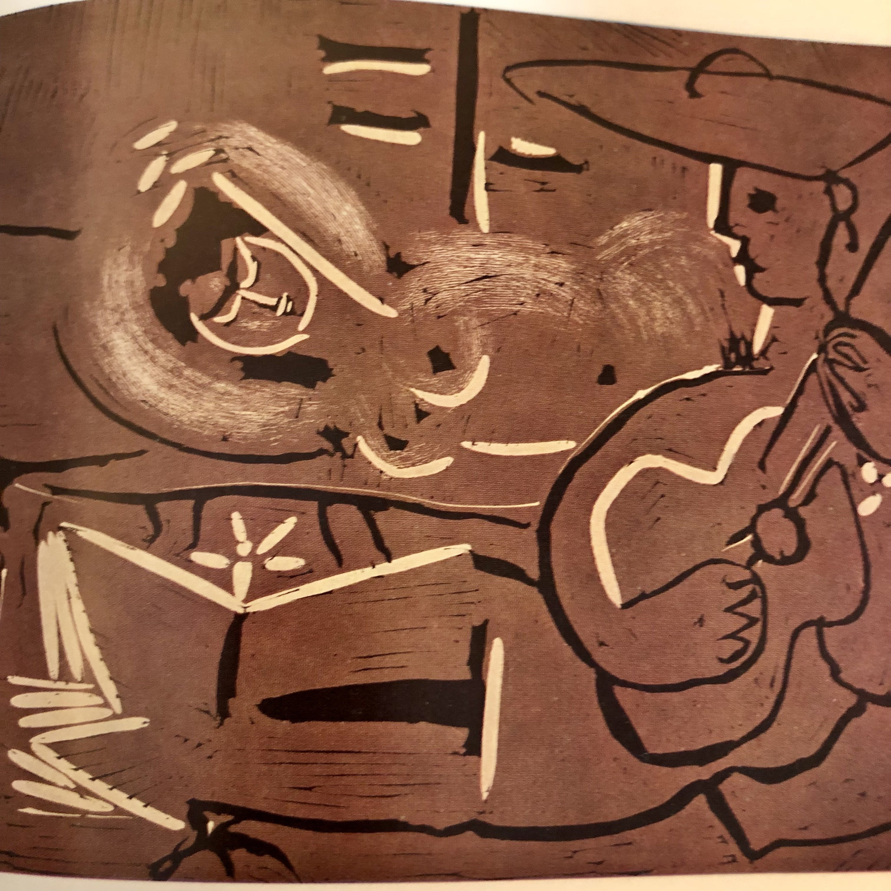 Picasso Woman Resting near Guitar Player | Original Published Lithograph  Great drawing by the master Pablo Picasso