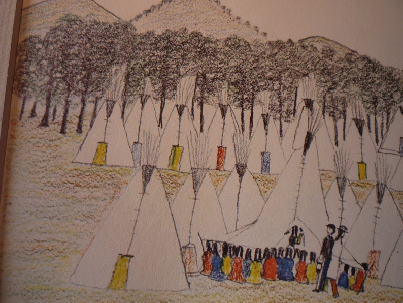 Indian Camp Wichita Mountains by Zo Tom Kiowa Plains Indians Sketch Books Reproduction 1874 Native American for 11 by 14 frame image 3