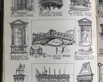 Italian Renaissance Architecture Details Original 1924 published print - Great for Framing - gift for architect, designers