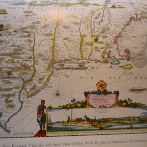 Diagramm aus der neuen Welt Atlantic Kolonien Farblithographie Nachdruck von 1683 New York - Virginia - framable alten Weltkarte Geschenk für Liebhaber der Karte