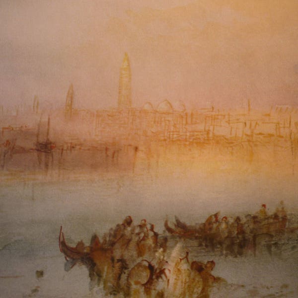 J M W Turner Venice Riva Degli Schiavoni, publié imprimé italien Sunrise pour les amateurs d’art voyage souvenir