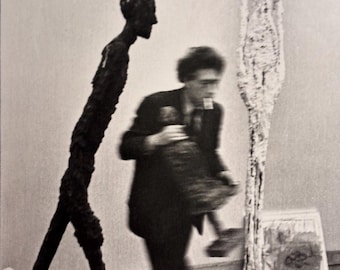 Henri Cartier-Bresson | Alberto Giacometti, 1961 | Schwarz und Weiß | Vintage Publizierte Lithographie | Bereit zum Rahmen | Wandkunst
