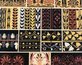 1900 Greek Style | Original Antique Fabric pattern | Chromolithograph | Oscar Haebler designer | printed in Germany | Decorative Arts |