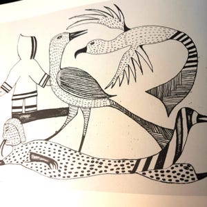 Untitled by Kenojuakk | Stone Cut | Cape Dorset Baffin Island | Inuit prints | Original Published Lithograph Wall Art