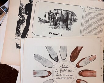Gamla tidskriftssidor - 1930-talets glansiga svartvita originalsidor annonser, berättelser, illustrationer För scrapbooking och collage Fantastisk vintage