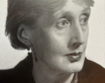 Man Ray, Virginia Woolf Portrait | Original published lithograph | Dramatic photography of famous person | Black and White | Mid Century