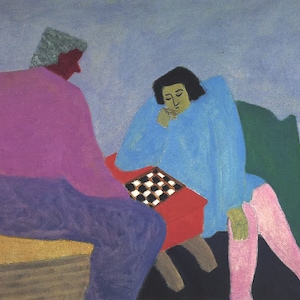 Milton Avery Checker Players at the Board Giclée Print Game Night  Abstract Expressionism framable wall art Many sizes available