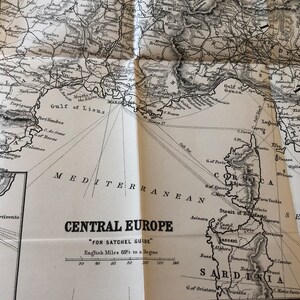 1892 Map of Central Europe Map Large framable fold out lithograph | gift for map lover 15 by 13 inch Original vintage