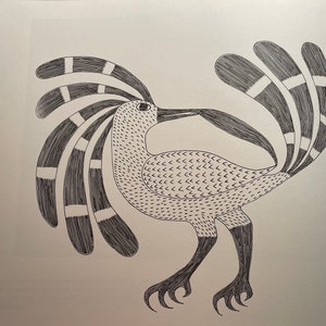 Inuit Art | Wonderful Bird by Kenojuak | Eskimo World | Fine Detail | Original Published Lithograph Wall Art