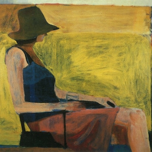 Richard Diebenkorn, Sittande kvinna med hatt. Modernt konsttryck Abstrakt expressionism inramningsbar konst Utsikt mot havet