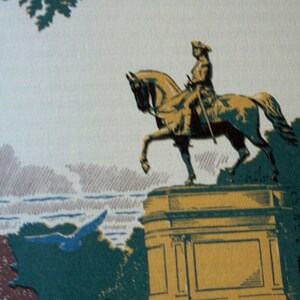 George Washington Estatua Rudolph Ruzicka Original Boston Public Gardens Beacon Hill Histórico publicado litografía 1975 regalo para aficionados a la historia imagen 3