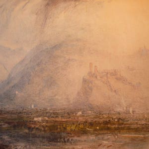 Bellinzona Switzerland by J M W Turner, English water color 1949 - print for art lovers  alps Swiss country  framable 11 by 14 in