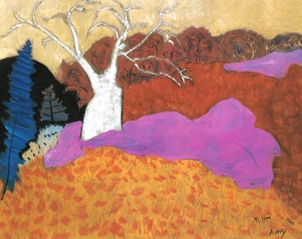 Milton Avery - Autumn in the Woods 8 von 10 veröffentlichtEr Kunstteller moderne Kunst Abstrakt Expressionismus Weißer Baum im Herbst Framable Art Geschenk