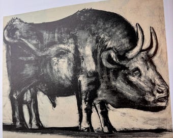 Picasso Bull, State III | Original Published Lithograph | From a series | mid century wall art | For framing