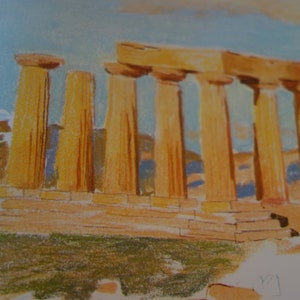 Louis I Kahn Temple of Apollo Corinth Greece 1951 Over sized for framing 14 by 12 inches gift for architect