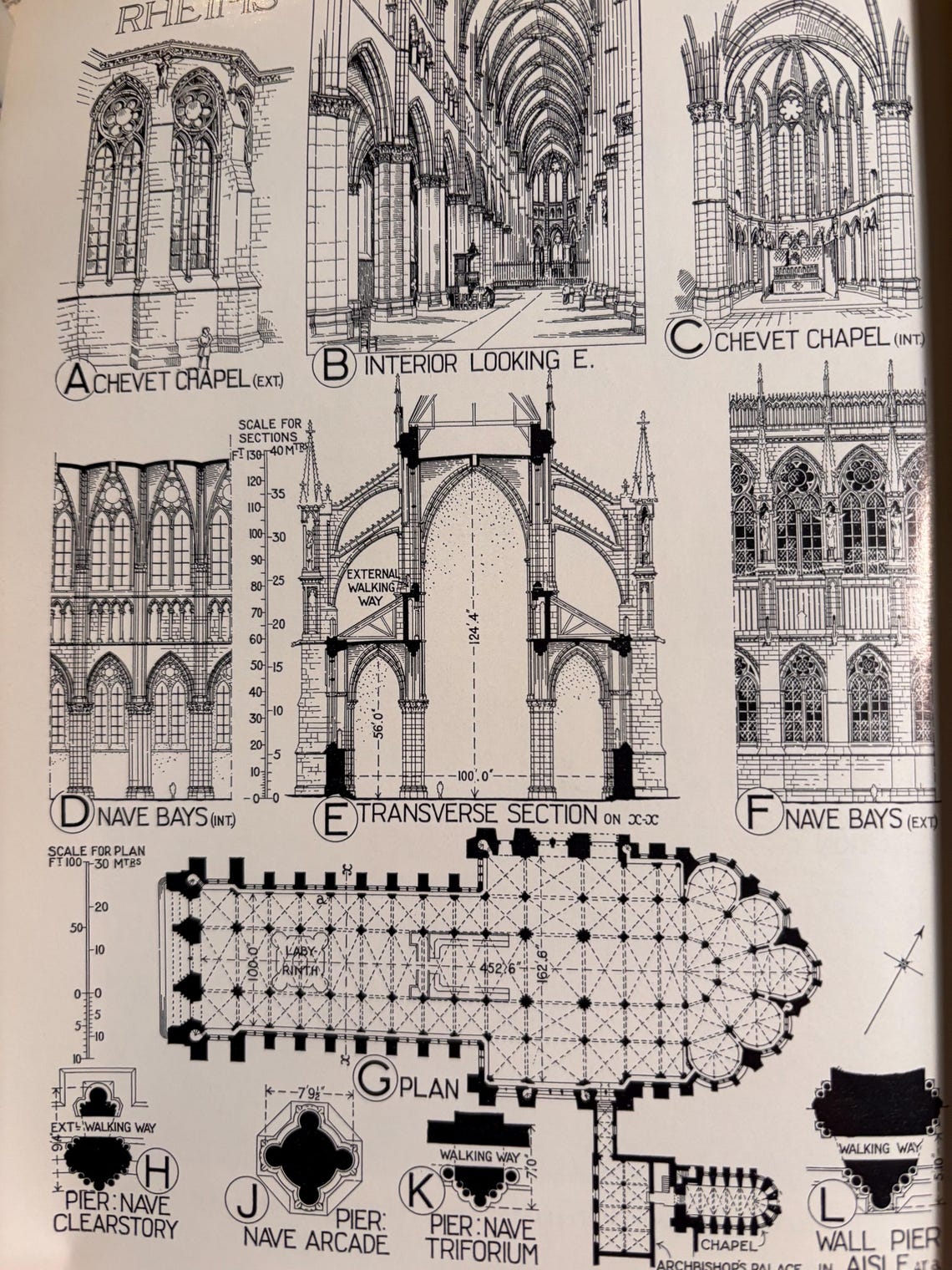 Rheims Cathedral French Gothic 1920 Print for Framing Gift for ...