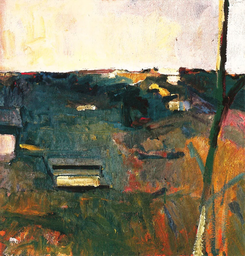 Elmer Bischoff, Paesaggio con albero spoglio Stampa Arte moderna figurativa Espressionismo astratto arte incorniciabile immagine 1