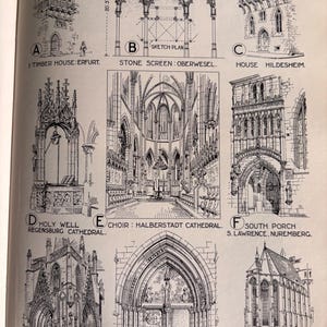 Gothische Kathedralen Architektur | Architektonische Details | original Druck von 1924 | Ideal für die Gestaltung - Geschenk für Architekten