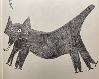 Inuit Art | Lynx by Lisi | Signed in Plate | Stone Cut | Eskimo World | Original Published Lithograph Wall Art