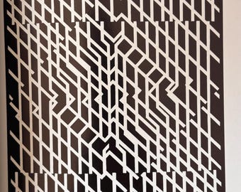Victor Vasarely, Grid | Original Published Lithograph | Op Art | Modern Wall Art