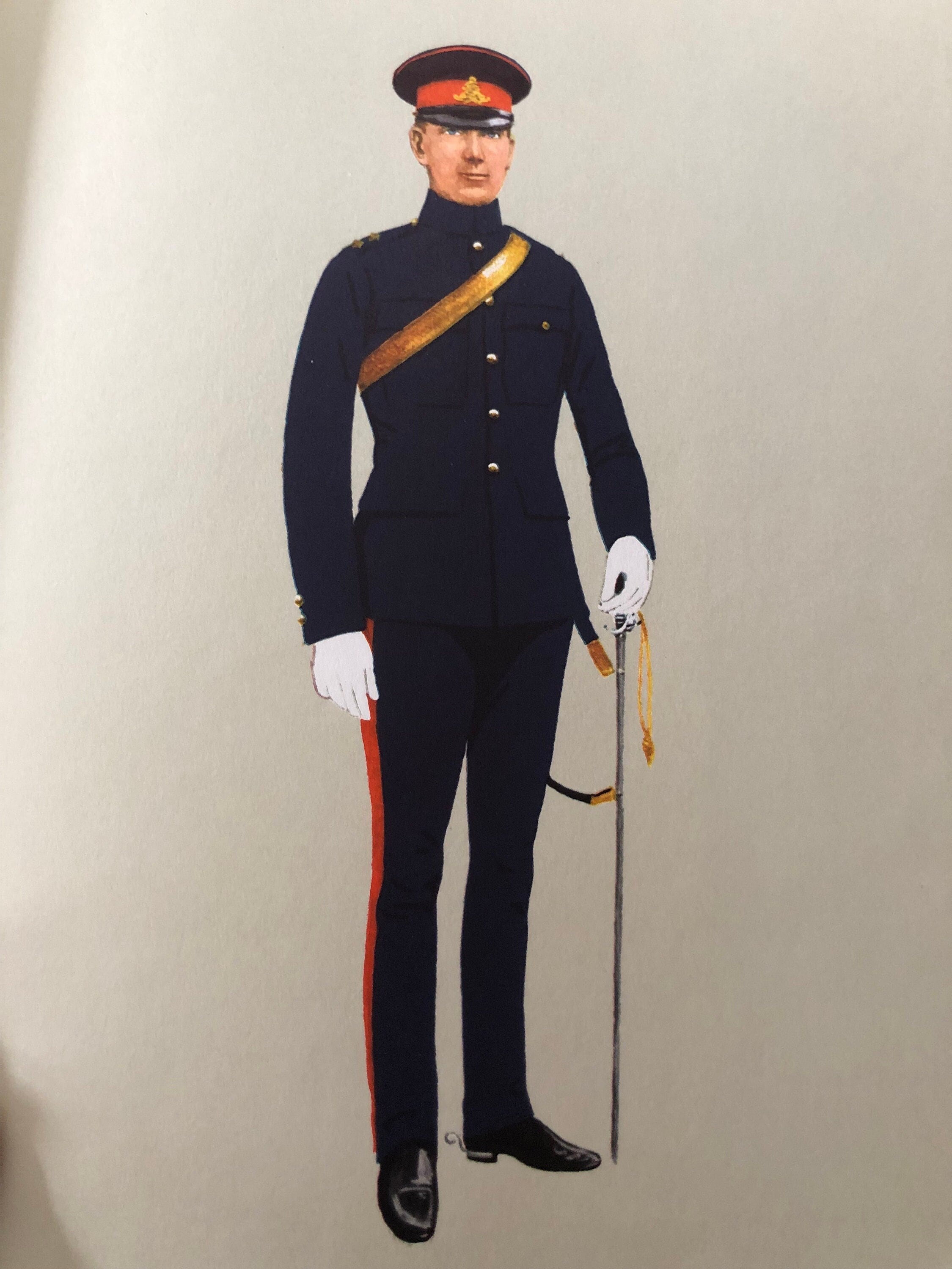 Modern Officer 1965 Royal Artillery British Uniforms 15x11 inch Color  published lithograph English Military History