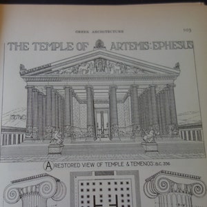 Griechische Tempelarchitektur - 1924 Original Lithographie Artemis Olympiade Toll zum Einrahmen Geschenk für Architekten Reisende Archäologen