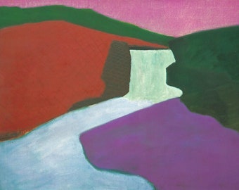 Milton Avery Red Rock Falls - Giclee Fine art print Contemporary distinct composition Abstract Expressionism purple red blue Framable print