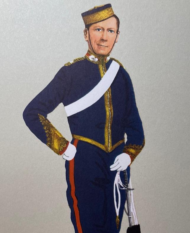 王立砲兵隊将校 イギリス軍制服 1800 15 x 11 インチ カラー複製版画