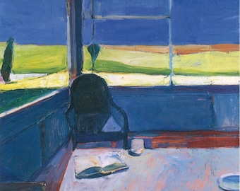 Richard Diebenkorn, Interieur mit Buch Fine Art Print | Abstrakter Expressionismus als gerahmte Kunst | Mit Blick aufs Meer | Kalifornien figurativ