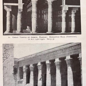 Egyptian Temples 1924 print l gift for architect or Egyptologist -  rare illustration