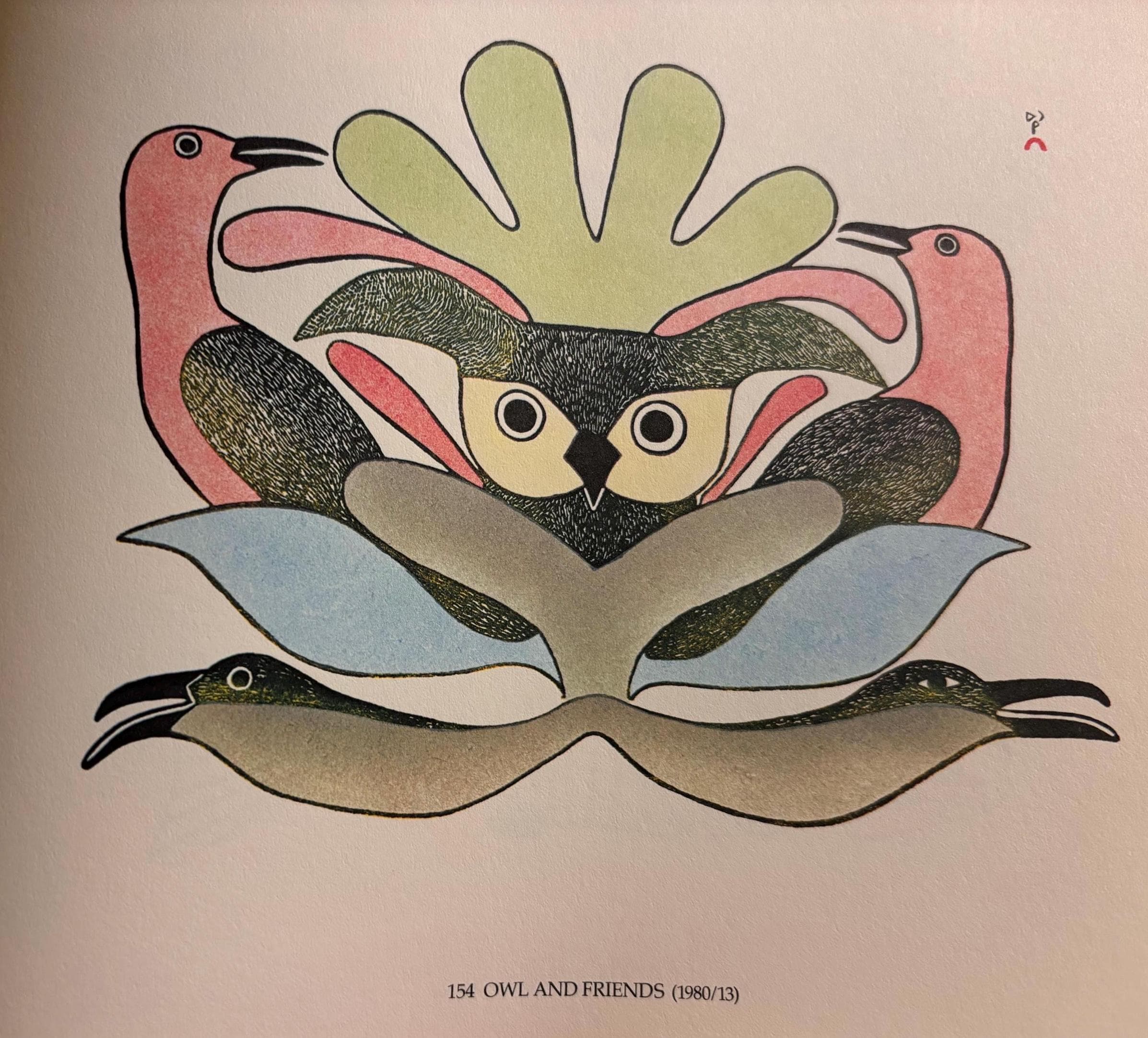 Owl and Friends by Kenojuakk | Stone Cut | Cape Dorset Baffin