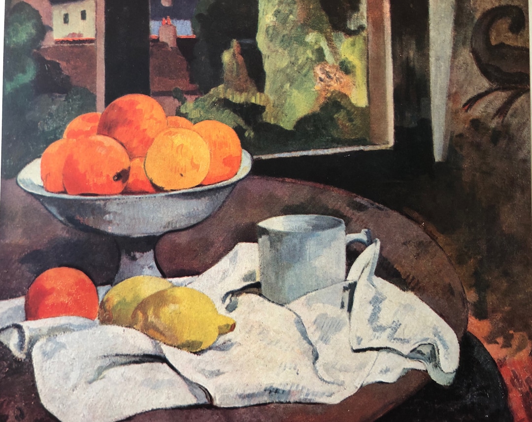 Still Life With Oranges Paul Gauguin Vintage Print 1950 11.5 by 16