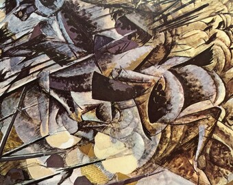 Boccioni Charge of the Lancers, collage 1912 | Original Published Lithograph 1961 | Futurist | Framable Wall Art