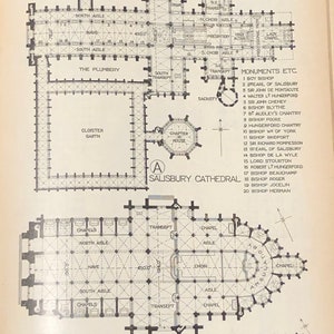 Gothic Kathedralen Pläne 1920 original Lithographie Druck für 1920er Geschenk für Architekten Wandkunst