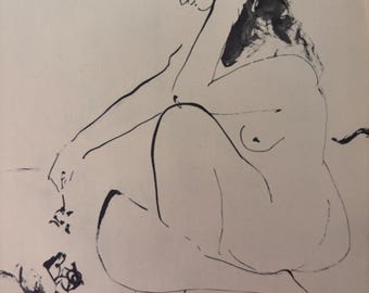 Picasso, Model Playing with Cat | Vintage Print 1954 | Human Comedy Series | Ready to Gift | Wall Art