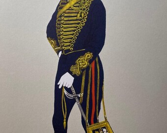 1897年 王立砲兵隊 イギリス軍服 15 x 11インチ カラー複製版