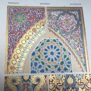 Mauresque Patterns 1900 Moorish Style | Original Antique Fabric Pattern | Chromolithograph ...