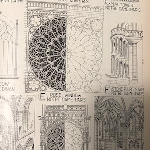 French Gothic Cathedrals 1920 Original Lithograph Print for Framing Gift for Architect Wall Art ...