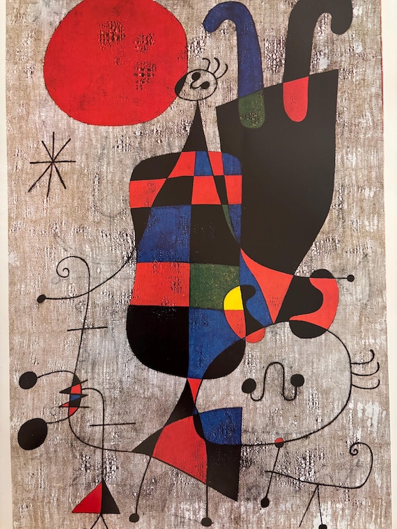 Miro, Figures and Dog in Front of the Sun | Published Lithograph