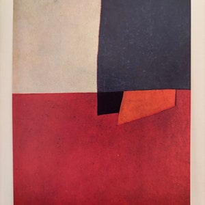 Poliakoff | Vermelho Branco Azul | Litografia Original Publicada 1958 Expressionista Abstrato | Arte de Parede Moderna de Meio Século