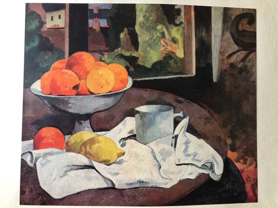 Still Life With Oranges Paul Gauguin Vintage Print 1950 11.5 by 16