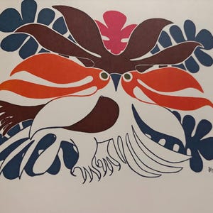 Tundra Hawk by Kenojuakk | Stone Cut | Cape Dorset Baffin Island | Inuit print |  Published Lithograph Wall Art