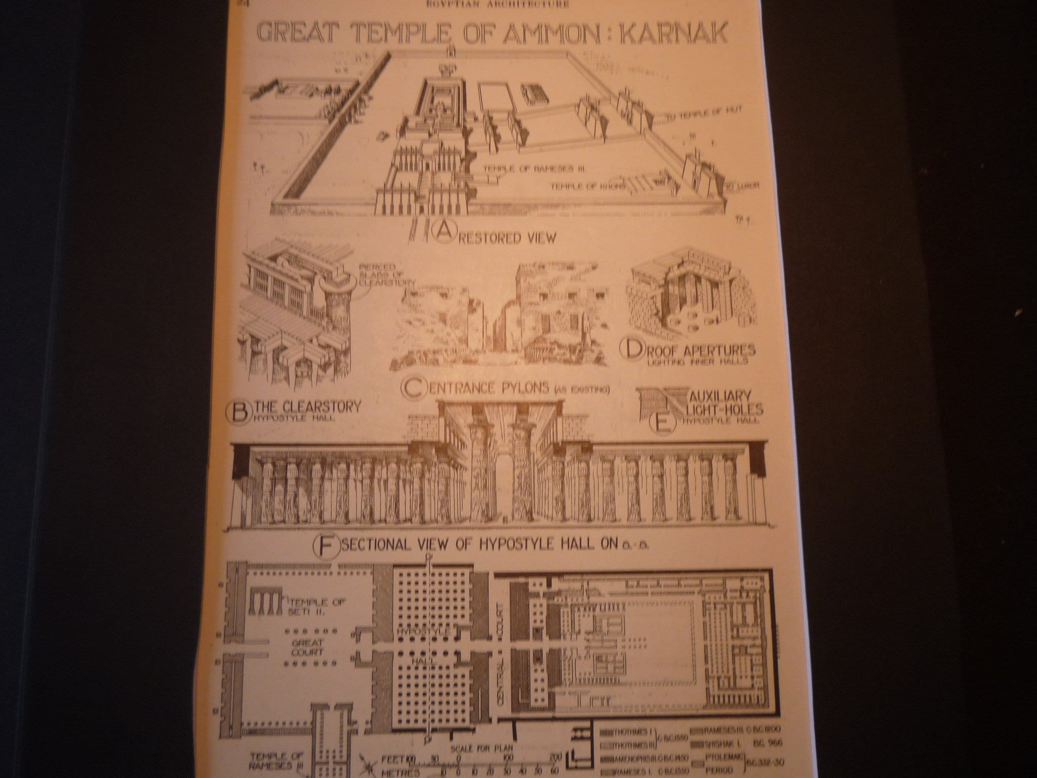 Egyptian Architecture Temple Plans - 1924 Print - Great for