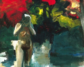 Elmer Bischoff, Girl Wading, Giclee Print 8 by 10 inches Figurative modern art Abstract Expressionism framable art