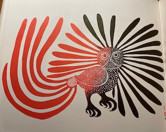 The Enchanted Owl | by Kenojuakk | Stone Cut | Cape Dorset Baffin Island | Inuit prints | Original Published Lithograph Wall Art