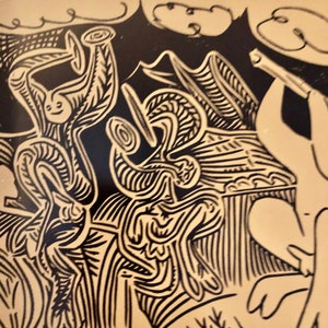 Picasso, Dancers and Musician | Linocut After Pablo Picasso | Original Published Lithograph | Small Print | Lively Accent Piece