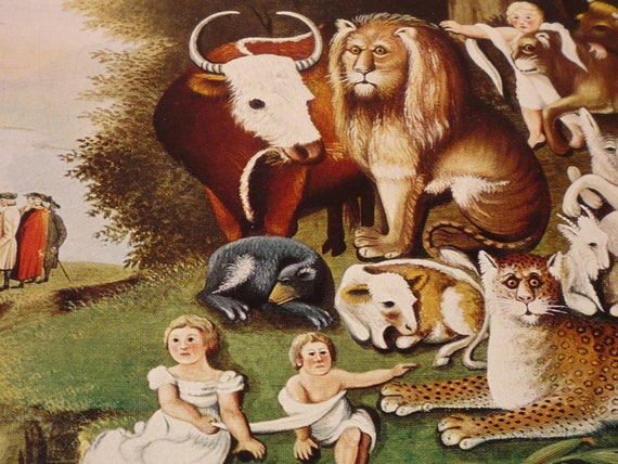 Vintage Folk Art Print - the Peaceable Kingdom - Edward Hicks