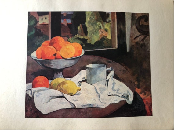 オレンジのある静物画 ポール・ゴーギャン ヴィンテージプリント 1950
